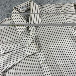 VINTAGE Ketch Dress Shirt 15‎ 1/2 34/35 Stripe Ivory Single Needle Poly Blend